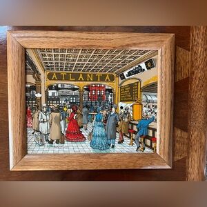 Vintage H. Hargrove Atlanta Train Station Framed Art
